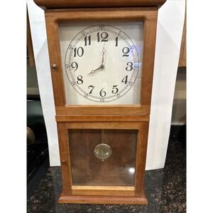 ANTIQUE SESSIONS REGULATOR OAK "FRANK LLOYD WRIGHT ERA" WALL CLOCK